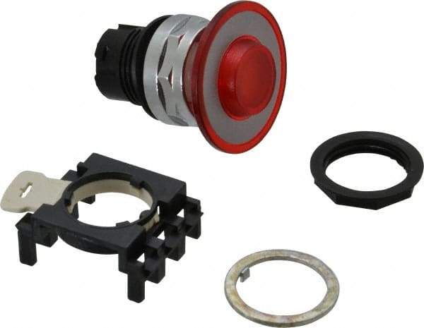 Eaton Cutler-Hammer - Pushbutton Switch Lens - Red, Round Button, Illuminated - Exact Tool & Supply