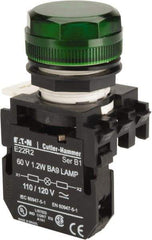Eaton Cutler-Hammer - 120 VAC/VDC Green Lens Incandescent Indicating Light - Round Lens - Exact Tool & Supply