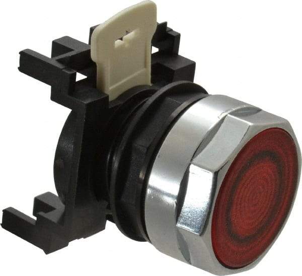 Eaton Cutler-Hammer - 25mm Mount Hole, Flush, Pushbutton Switch Only - Round, Red Pushbutton, Illuminated, Momentary (MO) - Exact Tool & Supply