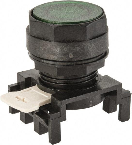 Eaton Cutler-Hammer - 25mm Mount Hole, Flush, Pushbutton Switch Only - Round, Green Pushbutton, Illuminated, Momentary (MO) - Exact Tool & Supply
