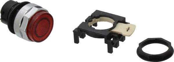 Eaton Cutler-Hammer - 25mm Mount Hole, Extended Straight, Pushbutton Switch Only - Round, Red Pushbutton, Illuminated, Momentary (MO) - Exact Tool & Supply