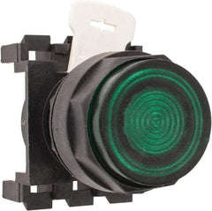 Eaton Cutler-Hammer - 25mm Mount Hole, Extended Straight, Pushbutton Switch Only - Round, Green Pushbutton, Illuminated, Momentary (MO) - Exact Tool & Supply