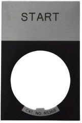 Eaton Cutler-Hammer - Rectangular, Aluminum Legend Plate - Start - Silver Background, Black Letters, 22-1/2mm Hole Diameter, 1.17 Inch Wide x 1.77 Inch High - Exact Tool & Supply