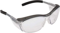 3M - +2, Clear Lenses, Anti-Fog, Framed Magnifying Safety Glasses - UV Protection, Adjustable Temples, Gray Plastic Frame, ANSI Z87.1-2010 - Exact Tool & Supply