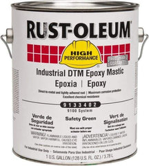 Rust-Oleum - 1 Gal Gloss Safety Green Epoxy Mastic - 100 to 225 Sq Ft/Gal Coverage, <340 g/L VOC Content, Direct to Metal - Exact Tool & Supply