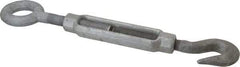 Made in USA - 3,200 (Hook) & 7,200 (Eye) Lb Load Limit, 7/8" Thread Diam, 6" Take Up, Steel Hook & Eye Turnbuckle - 18-1/2" Closed Length - Exact Tool & Supply