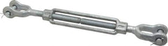 Made in USA - 3,500 Lb Load Limit, 5/8" Thread Diam, 6" Take Up, Steel Jaw & Jaw Turnbuckle - 16" Closed Length - Exact Tool & Supply