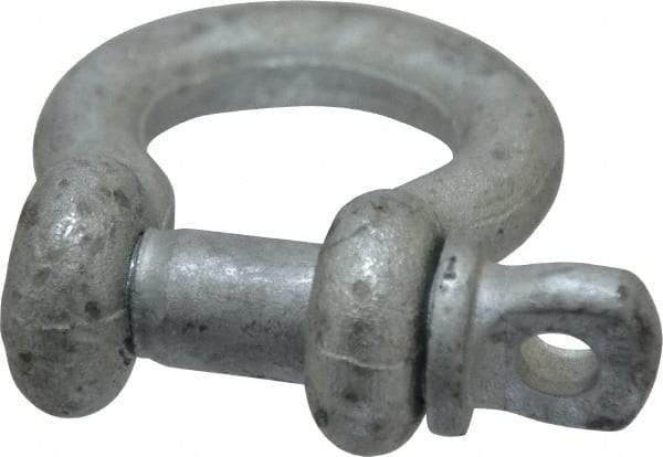 Made in USA - 1/2" Nominal Chain Size, 2 Ton Carbon Steel Screw Anchor Shackle - 1/2" Diam, 5/8" Pin Diam, 1-15/16" High x 13/16" Wide Inside Jaw, 1-1/4" Inside Width, 1-1/4" Max Body Thickness - Exact Tool & Supply