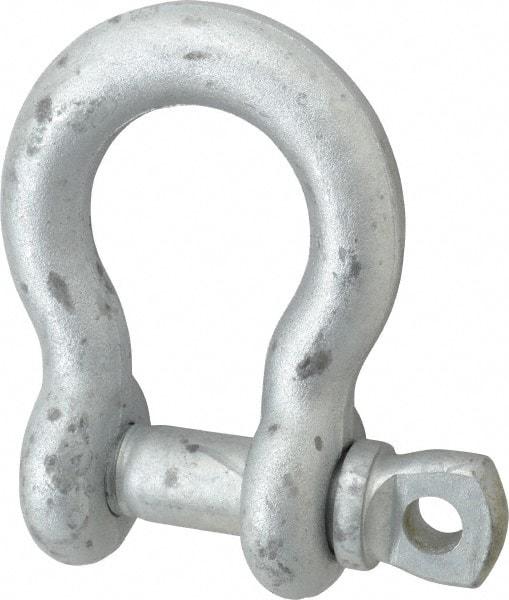 Made in USA - 1" Nominal Chain Size, 8.5 Ton Carbon Steel Screw Anchor Shackle - 1" Diam, 1-1/8" Pin Diam, 3-3/4" High x 1-11/16" Wide Inside Jaw, 2-1/2" Inside Width, 2-3/8" Max Body Thickness - Exact Tool & Supply