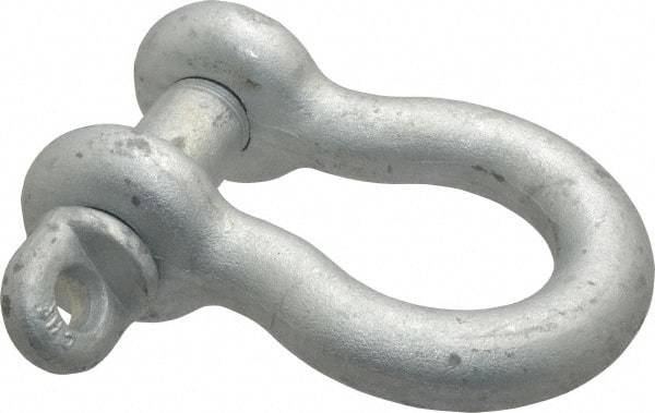 Made in USA - 1-1/8" Nominal Chain Size, 9.5 Ton Carbon Steel Screw Anchor Shackle - 1-1/8" Diam, 1-1/4" Pin Diam, 4-1/4" High x 1-13/16" Wide Inside Jaw, 2-15/16" Inside Width, 2-5/8" Max Body Thickness - Exact Tool & Supply