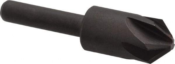 Keo - 1/2" Head Diam, 1/4" Shank Diam, 6 Flute 90° High Speed Steel Countersink - Bright Finish, 2" OAL, Single End, Straight Shank, Right Hand Cut - Exact Tool & Supply
