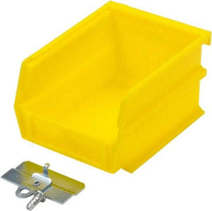 Triton - 5-3/8" Deep, Yellow Polypropylene Hopper Stacking Bin - 3" High x 4-1/8" Wide x 5-3/8" Long - Exact Tool & Supply