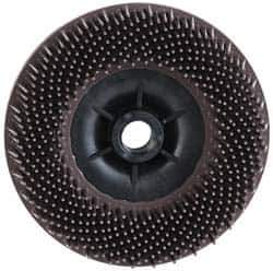 3M - 4-1/2" 36 Grit Ceramic Straight Disc Brush - Very Coarse Grade, Threaded Hole Connector, 3/4" Trim Length, 5/8-11 Threaded Arbor Hole - Exact Tool & Supply