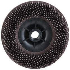 3M - 4-1/2" 36 Grit Ceramic Straight Disc Brush - Very Coarse Grade, Threaded Hole Connector, 3/4" Trim Length, 5/8-11 Threaded Arbor Hole - Exact Tool & Supply
