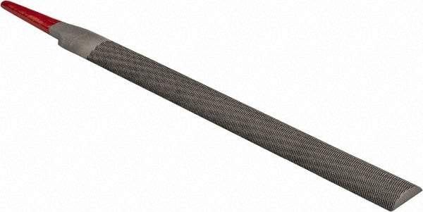 Simonds File - 6" Long, Second Cut, Half Round American-Pattern File - Double Cut, Tang - Exact Tool & Supply