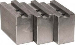 H & R Manufacturing - 8" Chuck Capacity, 1.5mm x 60° Serrated Attachment, Square Soft Lathe Chuck Jaw - 3 Jaws, Steel, 1" Btw Mount Hole Ctrs, 3-1/2" Long x 1-1/2" Wide x 2-1/2" High, 0.551" Groove, 12mm Fastener - Exact Tool & Supply