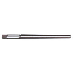 #4/0 Pin 0.0869″ Small End/0.1142″ Large End Straight Flute High Speed Steel Taper Pin Reamer Uncoated, 1-5/16″ Flute Length, 2-5/16″ OAL, 4 Flutes, 1/8″ Diam Straight-Cylindrical Shank, RH Cut