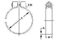 Made in USA - 4.42" ID, Steel Zinc Plated BCE Band Style Clamp - 0.12" Thick, 4-1/4" Hose - Exact Tool & Supply