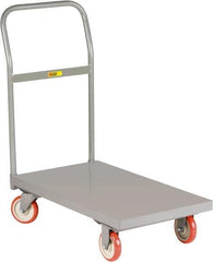 Little Giant - 1,200 Lb Capacity Steel Platform Truck - Steel Deck, 24" OAW, 36" Platform Length x 6-1/4" Platform Height, Polyurethane Casters - Exact Tool & Supply