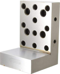 Suburban Tool - 4" Wide x 6" Deep x 4" High Steel Precision-Ground Angle Plate - Standard Plate, Machined Holes on Surface, Open End, 1-1/4" Thick, Single Plate - Exact Tool & Supply