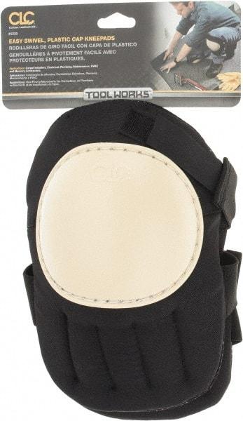 CLC - Size Universal, Hook & Loop Straps, Hard Protective Cap, Knee Pad - Foam Padding, Black, 2 Straps, Hard Plastic Cover - Exact Tool & Supply