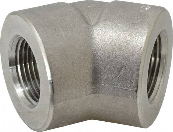 Value Collection - 1" Grade 304/304L Stainless Steel Pipe 45° Elbow - FNPT x FNPT End Connections, 3,000 psi - Exact Tool & Supply
