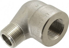 Merit Brass - 1" Grade 304/304L Stainless Steel Pipe 90° Street Elbow - FNPT x MNPT End Connections, 3,000 psi - Exact Tool & Supply