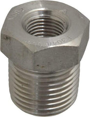 Merit Brass - 3/8 x 1/8" Grade 304/304L Stainless Steel Pipe Hex Bushing - MNPT x FNPT End Connections, 3,000 psi - Exact Tool & Supply