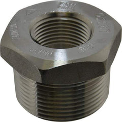Merit Brass - 1-1/4 x 3/4" Grade 304/304L Stainless Steel Pipe Hex Bushing - MNPT x FNPT End Connections, 3,000 psi - Exact Tool & Supply