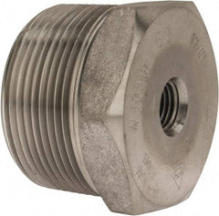 Merit Brass - 1-1/2 x 1/4" Grade 304/304L Stainless Steel Pipe Hex Bushing - MNPT x FNPT End Connections, 3,000 psi - Exact Tool & Supply