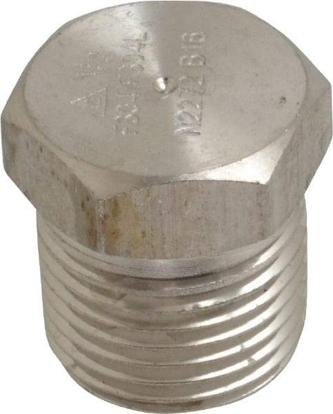 Merit Brass - 1/2" Grade 304/304L Stainless Steel Pipe Hex Head Plug - MNPT End Connections, 3,000 psi - Exact Tool & Supply
