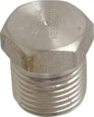 Merit Brass - 1/2" Grade 304/304L Stainless Steel Pipe Hex Head Plug - MNPT End Connections, 3,000 psi - Exact Tool & Supply