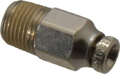 Norgren - 4mm Outside Diam, 1/8 BSPT, Nickel Plated Brass Push-to-Connect Tube Male Connector - 260 Max psi, Tube to Male BSPT Connection, Nitrile O-Ring - Exact Tool & Supply