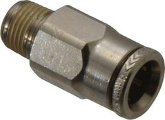 Norgren - 8mm Outside Diam, 1/8 BSPT, Nickel Plated Brass Push-to-Connect Tube Male Connector - 260 Max psi, Tube to Male BSPT Connection, Nitrile O-Ring - Exact Tool & Supply
