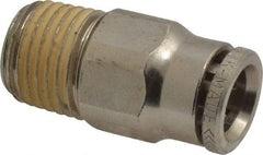 Norgren - 8mm Outside Diam, 1/4 BSPT, Nickel Plated Brass Push-to-Connect Tube Male Connector - 260 Max psi, Tube to Male BSPT Connection, Nitrile O-Ring - Exact Tool & Supply