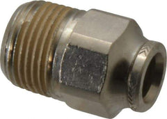 Norgren - 8mm Outside Diam, 3/8 BSPT, Nickel Plated Brass Push-to-Connect Tube Male Connector - 260 Max psi, Tube to Male BSPT Connection, Nitrile O-Ring - Exact Tool & Supply