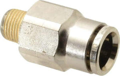Norgren - 10mm Outside Diam, 1/8 BSPT, Nickel Plated Brass Push-to-Connect Tube Male Connector - 260 Max psi, Tube to Male BSPT Connection, Nitrile O-Ring - Exact Tool & Supply
