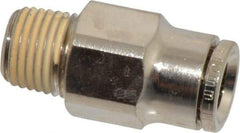 Norgren - 10mm Outside Diam, 1/4 BSPT, Nickel Plated Brass Push-to-Connect Tube Male Connector - 260 Max psi, Tube to Male BSPT Connection, Nitrile O-Ring - Exact Tool & Supply