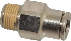 Norgren - 12mm Outside Diam, 3/8 BSPT, Nickel Plated Brass Push-to-Connect Tube Male Connector - 260 Max psi, Tube to Male BSPT Connection, Nitrile O-Ring - Exact Tool & Supply