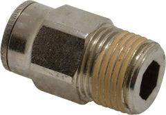 Norgren - 14mm Outside Diam, 1/2 BSPT, Nickel Plated Brass Push-to-Connect Tube Male Connector - 260 Max psi, Tube to Male BSPT Connection, Nitrile O-Ring - Exact Tool & Supply