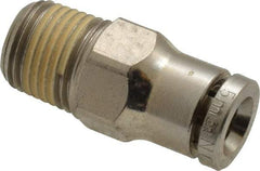 Norgren - 5mm Outside Diam, 1/8 NPTF, Nickel Plated Brass Push-to-Connect Tube Male Connector - 260 Max psi, Tube to Male NPT Connection, Nitrile O-Ring - Exact Tool & Supply