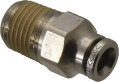 Norgren - 6mm Outside Diam, 1/4 NPTF, Nickel Plated Brass Push-to-Connect Tube Male Connector - 260 Max psi, Tube to Male NPT Connection, Nitrile O-Ring - Exact Tool & Supply