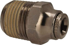 Norgren - 6mm Outside Diam, 3/8 NPTF, Nickel Plated Brass Push-to-Connect Tube Male Connector - 260 Max psi, Tube to Male NPT Connection, Nitrile O-Ring - Exact Tool & Supply