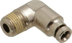 Norgren - 4mm Outside Diam, 1/8 BSPT, Nickel Plated Brass Push-to-Connect Tube Male Elbow - 260 Max psi, Tube to Male BSPT Connection, Nitrile O-Ring - Exact Tool & Supply