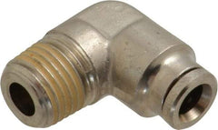 Norgren - 6mm Outside Diam, 1/4 BSPT, Nickel Plated Brass Push-to-Connect Tube Male Elbow - 260 Max psi, Tube to Male BSPT Connection, Nitrile O-Ring - Exact Tool & Supply