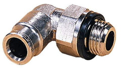 Norgren - 8mm Outside Diam, 3/8 BSPP, Nickel Plated Brass Push-to-Connect Tube Male Swivel Elbow - 260 Max psi, Tube to Male BSPP Connection, Nitrile O-Ring - Exact Tool & Supply