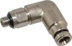 Norgren - 4mm Outside Diam, M5x0.8 Metric, Nickel Plated Brass Push-to-Connect Tube Male Swivel Elbow - 260 Max psi, Tube to Metric Thread Connection, Nitrile O-Ring - Exact Tool & Supply
