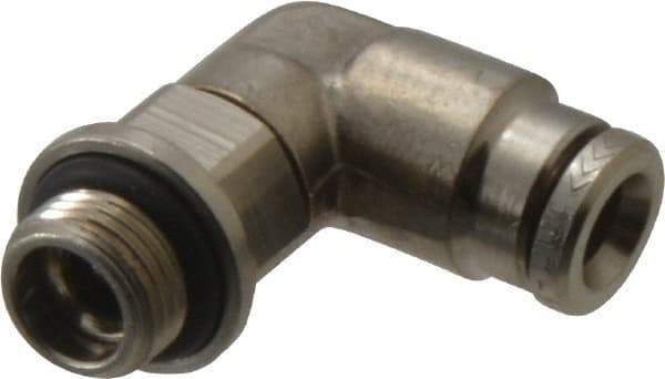 Norgren - 5mm Outside Diam, 1/8 BSPP, Nickel Plated Brass Push-to-Connect Tube Male Swivel Elbow - 260 Max psi, Tube to Male BSPP Connection, Nitrile O-Ring - Exact Tool & Supply
