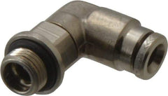 Norgren - 5mm Outside Diam, 1/8 BSPP, Nickel Plated Brass Push-to-Connect Tube Male Swivel Elbow - 260 Max psi, Tube to Male BSPP Connection, Nitrile O-Ring - Exact Tool & Supply