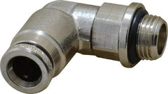 Norgren - 6mm Outside Diam, 1/8 BSPP, Nickel Plated Brass Push-to-Connect Tube Male Swivel Elbow - 260 Max psi, Tube to Male BSPP Connection, Nitrile O-Ring - Exact Tool & Supply